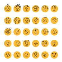 conjunto de emoticonos mundo emoji día saludo tarjeta diseño modelo con diferente sentimientos vector