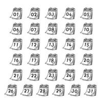 Simple handwritten date in classic style. Vector handwritten numbers calendar.