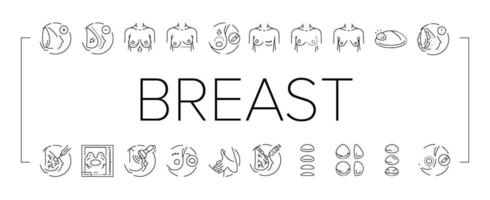 breast surgery body woman plastic icons set vector