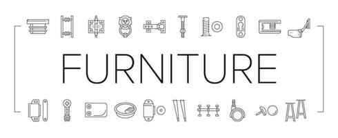 hardware furniture detail fitting icons set vector