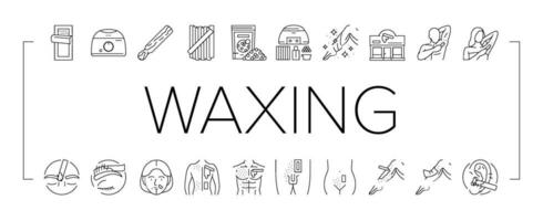 wax hair salon depilation icons set vector