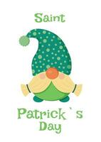 Vector illustration of Happy Saint Patrick s Day card with leprechaun