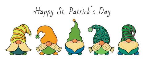 Vector illustration of Happy Saint Patrick s Day. Set of leprechaun.