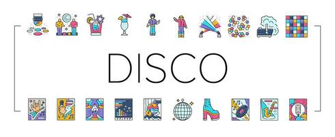 disco party music night dance icons set vector