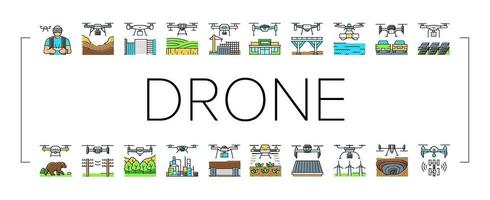 drone commercial use icons set vector