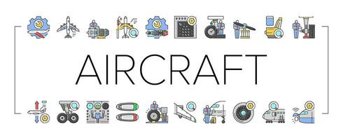 aircraft mechanic icons set vector