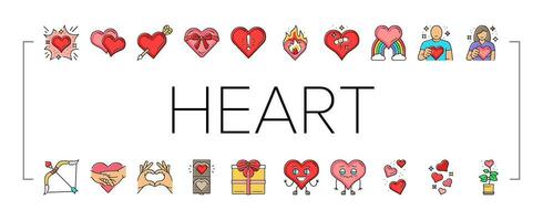 heart love romantic icons set vector