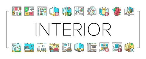 interior designer office icons set vector