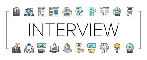 entrevista trabajo negocio empleado íconos conjunto vector