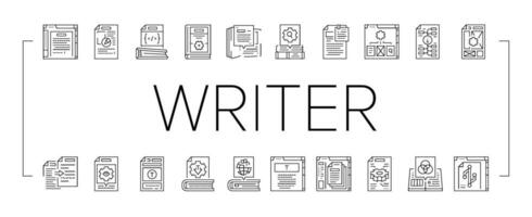 technical writer doc icons set vector