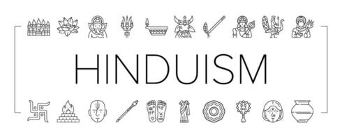 hinduism india hindu god religion icons set vector