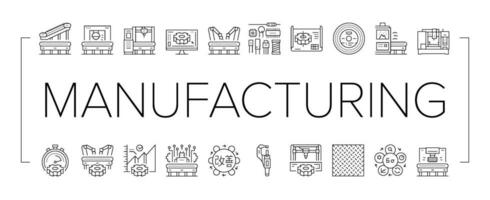 manufacturing industry factory icons set vector