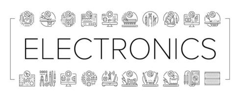 electronics technician technology icons set vector