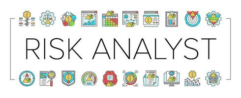 risk analyst business icons set vector