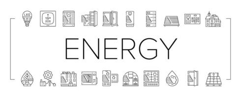 energy efficient technology green icons set vector