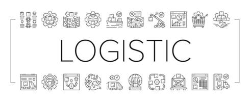 logistics manager warehouse icons set vector