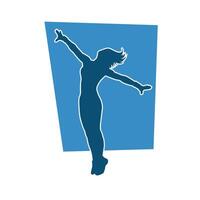 Silhouette of a slim female in dance pose. Silhouette of a woman dancing. vector