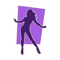 Silhouette of a slim female in dance pose. Silhouette of a woman dancing. vector