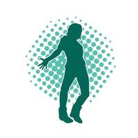 Silhouette of a slim female in dance pose. Silhouette of a woman dancing. vector