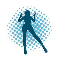 Silhouette of a slim female in dance pose. Silhouette of a woman dancing. vector