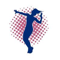 Silhouette of a slim female in dance pose. Silhouette of a woman dancing. vector