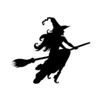 Silhouette of a female witch  ride broom vector