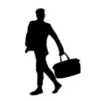 Silhouette of a business man carrying a briefcase vector