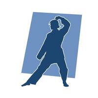 Silhouette of a slim female doing martial art pose. Silhouette of a martial art woman in action pose. vector