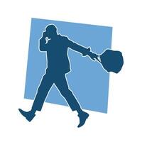 Silhouette of a business man carrying a briefcase vector