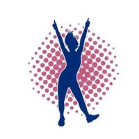 Silhouette of a slim female in dance pose. Silhouette of a woman dancing. vector