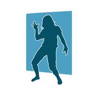 Silhouette of a slim female in dance pose. Silhouette of a woman dancing. vector