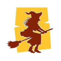 Silhouette of a female witch  ride broom vector