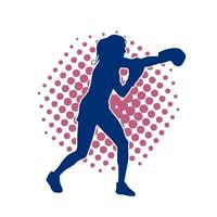 Silhouette of woman boxing athlete in action pose. Silhouette of a female wearing boxing gloves for boxing sport. vector