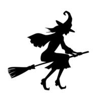 Silhouette of a female witch  ride broom vector