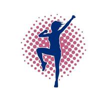 Silhouette of a slim female in dance pose. Silhouette of a woman dancing. vector