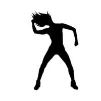 Silhouette of a young slim female model in tight outfit. Silhouette of a slim woman in feminine pose. vector