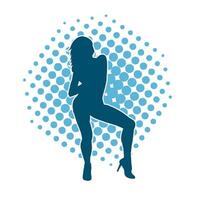 Silhouette of a young slim female model in tight outfit. Silhouette of a slim woman in feminine pose. vector