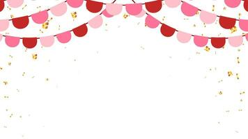 Flag red, pink annd gold confetti concept design holiday happy day, celebration and birthday vector