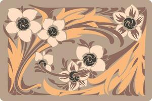 Flat floral frame design art deco retro background vector