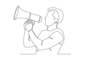 A man speaks up with a megaphone vector