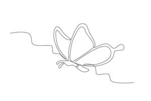 Side view of a butterfly flying through the air vector