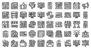 Digital marketing set. Set line outline icons. Digital marketing symbols. Vector illustration