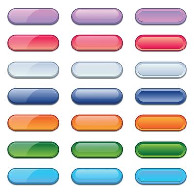 Set of modern trendy buttons. Empty web button set. Colorful gradients buttons