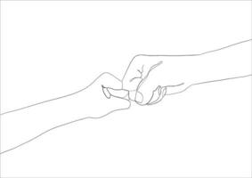 Continuous line drawing of hand make love.Line,seeding,continuous line,drawing. vector