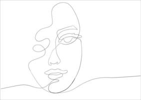 Continuous line drawing of face woman.Abstract line art portrait, Line,continuous line,drawing, Vector minimalism style and sketch portrait  concept.