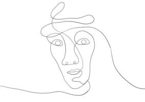 continuo línea dibujo de cara mujer.abstracta línea Arte retrato, línea continua dibujo lineal, vector minimalismo estilo y bosquejo retrato concepto.