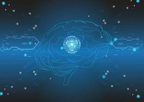 Abstract human head with a line brain network.circle and electricity with blue electronic cycle.Digital data,ai,ascience.Vector Technology background and Artificial intelligence concept. vector