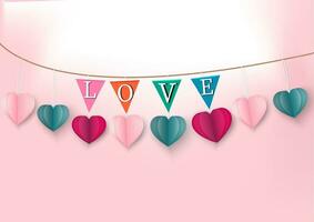 papel Arte de amor y origami hecho aire globo corazón .vector San Valentín día y tarjeta concepto. vector