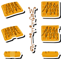 Illustration on theme big kit different types biscuit waffle with cell, dessert cookie png