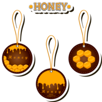 illustratie Aan thema voor etiket van suikerachtig vloeiende naar beneden honing in honingraat met bij png